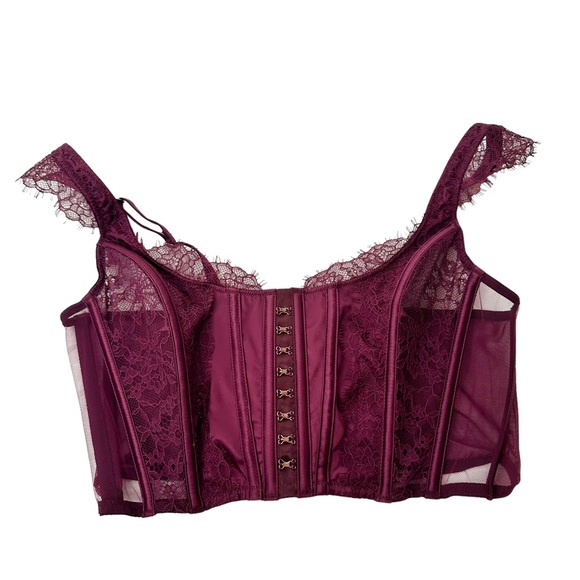Victoria's Secret Other - NWT Victoria’s Secret Purple Lace Silk Cropped Corset Top Medium